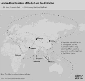 map of the world, showing where china's one belt and road initiative would reach to