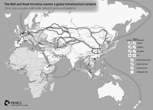 a map showing the belt and road initiative roads, ports, and pipelines