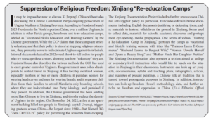 Suppression of Screenshot of article Religious Freedom Xinjiang Re-education Camps