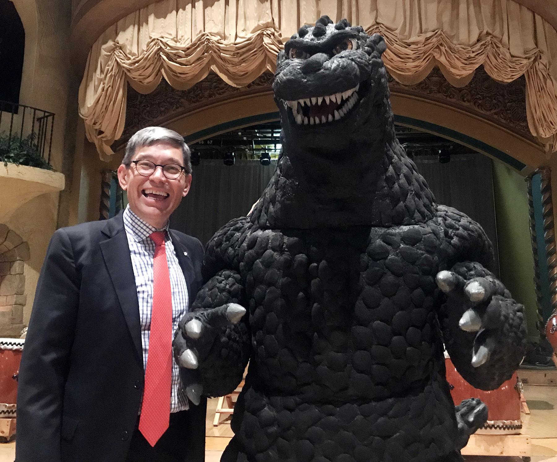 Author with Godzilla