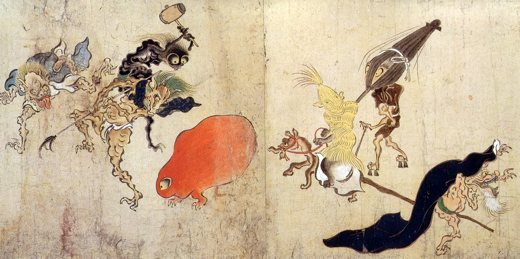A scene from the Shinjuan picture scroll by Tosa Mitsunobu 