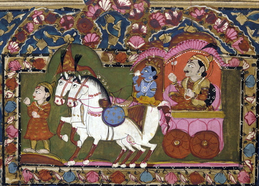 18th-century Indian painting of Krishna and Arjuna